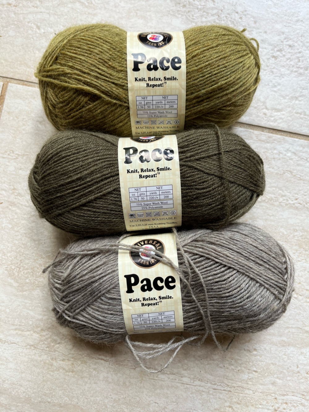 Universal Yarn Pace superwash wool blend yarn bundle of 3 superfine 660 yds